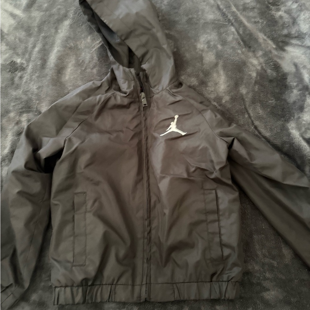 Gray Hooded Jacket with Logo